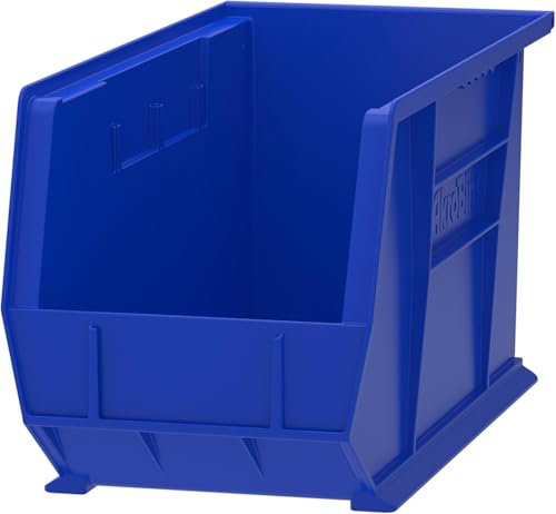 Akro-Mils 30265 AkroBins Plastic Storage Bins, Space-Saving Stackable Bins for Garage, Pantry, Craft Organization, 18-" x 8.25-" x 9-", Blue, 6-Pack - color: Blue