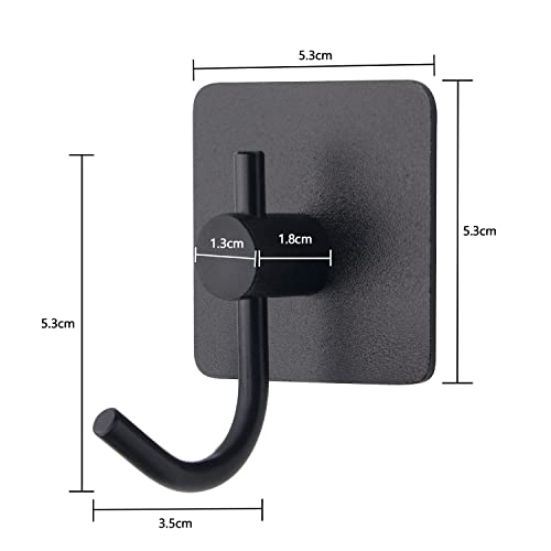 VAEHOLD 6 Pack Adhesive Wall Hooks, Heavy Duty Sticky Holder Aluminum Towel Hooks for Hanging Coat, Hat, Key, Clothes, Closet Hook Wall Mount for Kitchen, Bathroom, Office (Black) - color: Black, size: 6 Pack