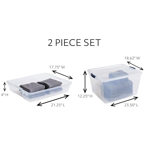 Rubbermaid Cleverstore 74 Qt Clear Storage Bins with Lids and Nesting Tray, 4-Pack, Stackable, BPA-Free, Made in USA - size: 74 Qt - 4 Pack w/ Trays