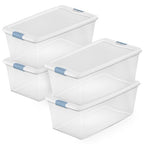 Sterilite 4-Pack Latching Box, Under Bed Storage Bins with Lids, Clear Plastic, 106 Quart - Heavy-Duty Organizing Containers for Closet, Bathroom, and Office - size: 106 Quart, style: 4 Pack