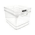 Isaac Jacobs 2-Pack Extra-Large Clear Storage Bins (11.5” L x 14” W x 9” H) w/Cutout Handles, Plastic Organizer for Home, for Kitchen, Fridge, Pantry, BPA Free, Food Safe (2-Pack, Extra-Large) - size: Extra-Large