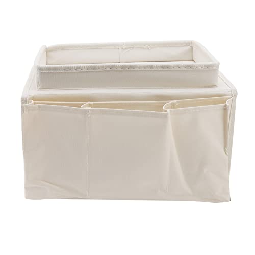 Sofa Tray Couch Arm Table Foldable Storage Holder with Large Tray and Side Pockets for Living Room Couch Organizer 600D Oxford Cloth (Beige) - color: Beige