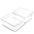 BINO | Plastic Storage Bins, Medium - 2 Pack | THE LUCID COLLECTION | Multi-Use Built-In Handles | BPA-Free | Clear Storage Containers | Fridge Organizer | Pantry & Home Organization - size: 2PK - MEDIUM