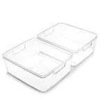 BINO | Plastic Storage Bins, Medium - 2 Pack | THE LUCID COLLECTION | Multi-Use Built-In Handles | BPA-Free | Clear Storage Containers | Fridge Organizer | Pantry & Home Organization - size: 2PK - MEDIUM