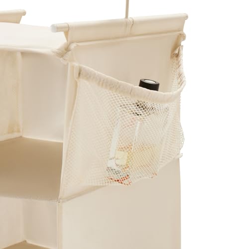 MAX Houser 5 Shelf Hanging Closet Organizer, Space Saver, Cloth Hanging Shelves with 4 Side Pockets, Foldable, Beige - color: Beige-6