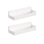 Diesisa 2pc Acrylic Wall Mounted Shower Caddy, Adhesive Shelf, Bathroom Shelves for Wall, No Drilling Hang Walls,Stick on Shelf, with Self Adhesive Tape, for Bathroom, Kitchen, Living Room - color: 2pcs-white