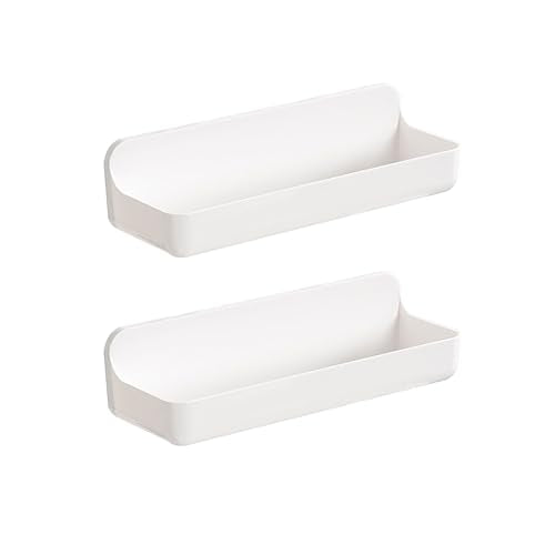 Diesisa 2pc Acrylic Wall Mounted Shower Caddy, Adhesive Shelf, Bathroom Shelves for Wall, No Drilling Hang Walls,Stick on Shelf, with Self Adhesive Tape, for Bathroom, Kitchen, Living Room - color: 2pcs-white