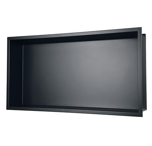 Shower Niche 24"x12"，No Tile Needed，Stainless Steel Niche Bathroom for Shower Wall，Matte Black （ 24 x 12 in） - color: Black, size: 12 * 24 in