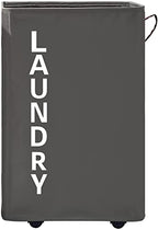 92L Extra Large Laundry Hamper with Leather Handle,Standable Laundry Basket with Wheels Laundry Hamper on Wheels,Large Hamper,Rolling Laundry Basket Grey - color: Grey/XXL, size: Super Large 27.5"