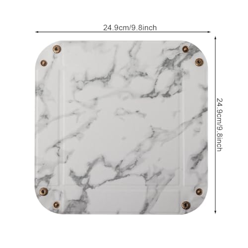 Valet Tray Desktop Storage Organizer – Premium PU Leather Catchall Bedside Vanity Tray Nightstand Caddy Holder for Remote Controller, Keys, Phone, Wallet, Coin, Jewelry,Marble White - color: Marble White