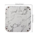 Valet Tray Desktop Storage Organizer – Premium PU Leather Catchall Bedside Vanity Tray Nightstand Caddy Holder for Remote Controller, Keys, Phone, Wallet, Coin, Jewelry,Marble White - color: Marble White