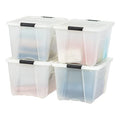 IRIS USA 54 QT Plastic Storage Box with Lid and Latches - 4 Pack - BPA-Free, Discreet Organizing Solution, Durable Nestable Stackable Containers, Secure Pull Handle - Pearl - size: 54 Qt, style: 4 Pack