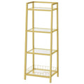 HOOBRO Gold Glass Shelf Stand, 4 Tier Standing Shelf Unit, Bathroom Organizer and Storage, Floor Storage Shelves Waterproof, for Bathroom, Laundry, Toilet, Tempered Glass, Gold GD79CJ01 - size: 15" L x 11.8" W x 42.1" H