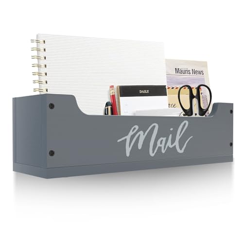 White Wooden Mail Organizer Countertop (Grey + White) - color: Grey + White
