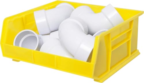 Akro-Mils 30250 AkroBins Plastic Storage Bins, Space-Saving Stackable Bins for Garage, Pantry, Craft Organization, 15" x 16" x 7", Yellow, 6-Pack - color: Yellow
