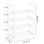 Metal Stackable Small Shoe Rack Organizer, Narrow Shoe Racks for Closets Entryway, Shoe Stand,Shoe Shelf with Handle (4-Tier-White) - size: 4-Tier-White