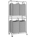 STORAGE MANIAC 4 Section Vertical Laundry Hamper, 2 Tier Laundry Sorter with 4 Removable Tote Bags, Rolling Clothes Basket for Towels, Blankets, Tall Dirty Clothes Hamper for Closet, Bathroom, 4 Bags - size: 4 Section