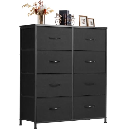 Sweetcrispy Dresser, Dresser for Bedroom Drawer Organizer Storage Drawers, Fabric Storage Tower with 8 Drawers, Chest of Drawers with Steel Frame, Wood Top for Living Room, Closet,Ink - color: Ink, size: 31.5"D x 11.8"W x 36.4"H (8 Drawers)