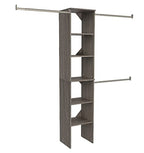 ClosetMaid SuiteSymphony Wood Closet Organizer Starter Kit with Tower and 3 Hang Rods, Shelves, Adjustable, Fits Spaces 4 – 9 ft. Wide, Graphite Grey - color: Graphite Grey, style: Starter Tower Kit