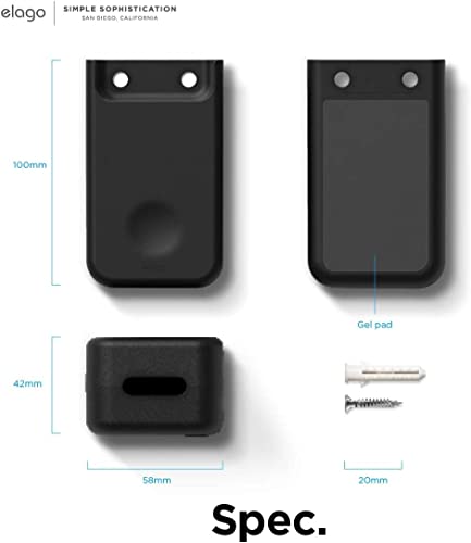 elago Universal Remote Holder Mount Compatible with Apple TV Remote and All Other Remote Controls - Adhesive Tape or Screw Mounting Options, Available Wired Charging [Medium] [Black] - color: Black, size: Medium