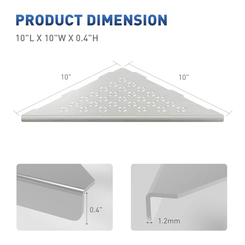 lives Corner Shower Shelf 10" Slot Design Bathroom Shower Shelves for Tiled Wall, 304 Stainless Steel Recessed Organizer Corner Shelves for Inside Shower Decor, Silver, 2 Pack - color: Silver-star Pattern, size: Triangle-2pcs