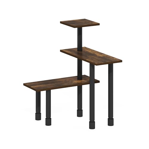 Furinno Turn-N-Tube Kitchen Countertop Organizer, 3-Tier Corner Countertop Organizer Shelf, Corner Shelf, for Kitchen, Pantry, Organizers and Storage, Amber Pine - color: Amber Pine/Black, size: 3-Tier Irregular