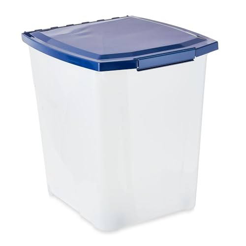 Clean 25 lb Airtight Dog and Cat Food Storage Bin with Locking Lid – Space-Saving Plastic Container for Pantry; Cupboard; and Pet Feeding Station