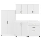 Bush Business Furniture Universal 5 Piece Modular Closet Storage Set with Floor and Wall Cabinets, White, (CLS003WH) - color: White