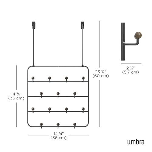 Umbra Estique Over The Door Coat Rack & Multi-Use Organizer, for Coats, Bags, Hats & More, Black/Walnut - color: Black/Walnut, size: Large