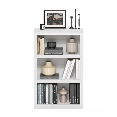 Furinno Rail Book Shelf, 3-Tier Bookshelf, Bookcase with Open Shelf, 10.1 x 24.6 x 39, for Living Room, Bedroom, Home Office, White - color: White, size: 3-Tier, 10 x 24.6 x 39