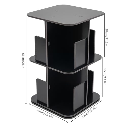 LYNICESHOP 2-Tier 360° Rotating Bookshelf, Compact Standing Bookcase, Small Corner Storage Solution (Black) - color: Black