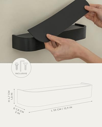 Kazai. Key Holder 'Toke' | Minimalist Key Hook Design from Berlin | Modern Key Holder Wall Mount with Wooden Shelf | Key Rack for Wall as Entryway Organizer | Oak, Black - color: Oak, black, size: 8 Hooks