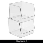 iDesign Stackable Open-Front Storage Bins for Kitchen and Pantry Organization - Set of 3 - Clear - style: Pack of 3