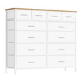 VASICAR Compact 12 Drawers Dresser for Bedroom, Fabric Storage Tower, Chest of Drawers with Retro Wood Top for Closet, Nursery, Living Room - color: Classic White