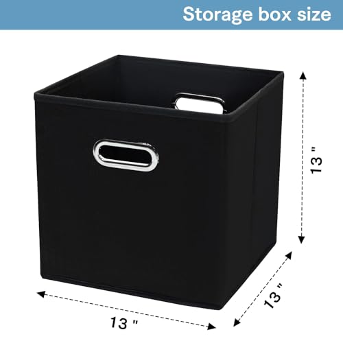 Fabric Cubby Storage Bins,13x13x13 Inches ,Cube Organizer Bin Foldable Storage Boxes with Dual Handles Fabric Organizer Box and collapsible Storage basket,Set of 8,Black - color: Black, size: 8 Pack