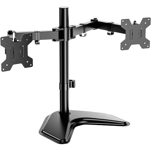 WALI Dual Monitor Stand for Desk, Monitor Stands for 2 Monitors up to 27 inch, Dual Monitors Mount Fits up to 22lbs, Free Standing Full Motion Dual Monitors Arm for Desk (MF002), Black - size: Dual, style: Free-Standing