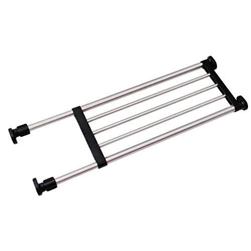 BAOYOUNI Expandable Shelf Closet Tension Rod Adjustable Shelving Unit Storage Rack Organizer Hanger Space Saving Divider for Wardrobe, Cupboard, Kitchen, Bathroom Use, Black - color: Black, 1pc (2-bar Telescopic), size: Recommended Use Length: (19.69-31.5