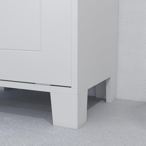 HOMCOM 31" Tilt Out Laundry Hamper, Free Standing Home Organizer Hamper, Bathroom Storage Cabinet, White