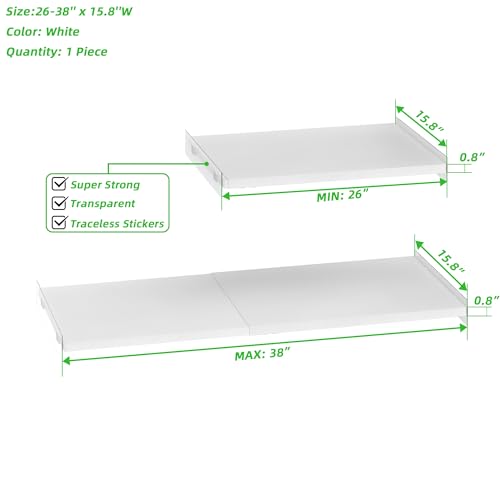 SANNO Adjustable Closet Organizer Shelf, 17-31" Tension Shelf with Heavy-Duty Adhesive - DIY Expandable Shelf Dividers for Cabinet, Pantry, Wardrobe, Kitchen, 1 Pack - size: 26-38'' * 15.8''W