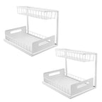 INNOVATIVE LIFE Under Sink Organizer, 2 Pack 2 Tier Under Sink Organizers and Storage, Slide Out Pull Out Cabinet Organizer Shelf, Metal Sliding Drawer for Kitchen,Bathroom, White - size: White (2 Pack)