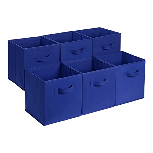 Amazon Basics Collapsible Fabric Storage Bins, Cube Organizer with Handles, 13"x13"x13", Navy, 6-Pack - color: Navy, size: 13"x13"x13"