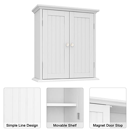 ChooChoo Bathroom Wall Cabinet, Over The Toilet Space Saver Storage Cabinet, Medicine Cabinet with 2 Door and Adjustable Shelves, Cupboard - color: White, size: 8.8\"d X 21.1\"w X 24\"h