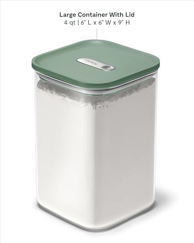 Caraway 4qt Glass Airtight Food Storage Container with Lid – Non-Toxic, BPA-Free Kitchen Storage Container – Stackable, Space-Saving Airtight Container for Dry Goods and More - Sage - color: Sage, size: 4qt Container