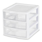 Sterilite 18-Pack Clearview 3-Drawer Cart, Small Plastic Storage Organizer Drawers, White - Organizing Drawer Containers for Bathroom, Closet, Kitchen, and Bedroom - size: 18 Packs