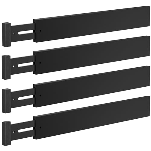 DUCOO 4 PCS Drawer Divider, 17"-22" Adjustable Bamboo Drawer Dividers Organizers, Expandable Separators for Kitchen, Clothes, Dressers, Home, Office, Black - color: Black