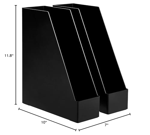 Amazon Basics Plastic Desk Organizer Vertical Magazine Rack and File Holder, Black, 12-Pack - size: 12 pack