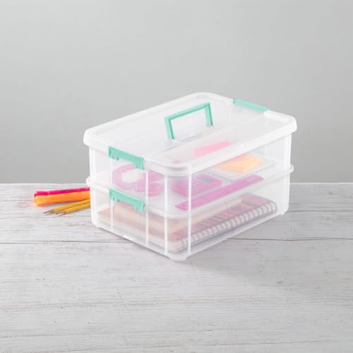 STERILITE Convenient Home 2-Tier Layer Stack Carry Storage Box, Clear 12-Pack 12 X 1 - size: 12 Pack
