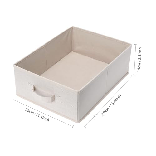 BOMKEE Clothings Collapsible Storage Bins, Foldable Organizers and Storage Baskets Cube Storage Bin for Bedroom Living Room (4 Pack) (Flaxen, 15.4x11.4x5.5inch) - color: Flaxen, size: 15.4x11.4x5.5inch