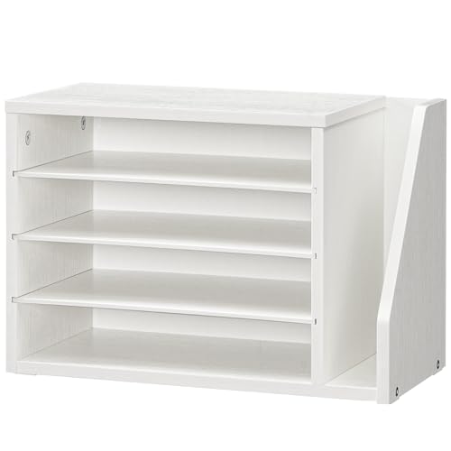 HOOBRO Mail Sorter, Literature Organizer with Adjustable Shelves, Paper Organizer for Office, Home, Wood Countertop File Holders, Mails, Magazines, White WT41WF01 - color: White