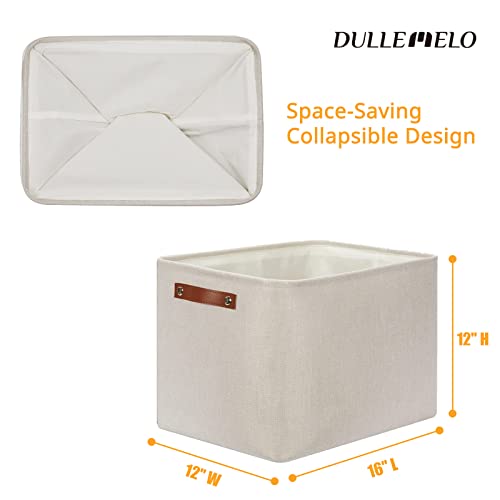 DULLEMELO Storage Baskets Large 16"x12"x12" Tall Rectangular Baskets Fabric Storage Bins for Organizing [1 Pack] Collapsible Linen Shelf Baskets for Clothes, Toys, Closet, Laundry (Beige) - color: Beige, size: 16"x12"x12"